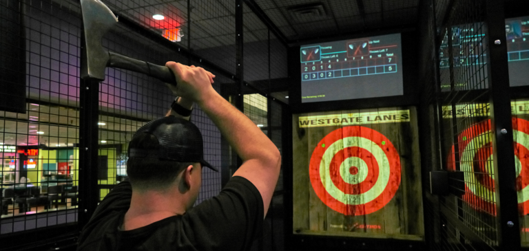 Read more about the article Aim. Throw. Celebrate: Axe Throwing Nights at Westgate Lanes
